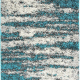 Contemporary Abstract Design Plush Shag Area Rug 7'10" X 10' Turquoise