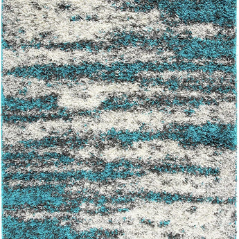 Contemporary Abstract Design Plush Shag Area Rug 7'10" X 10' Turquoise