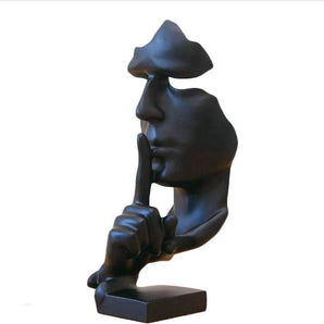 Creative Abstract Men Figurine Sculptures, Keep Silence Statue, Thinker Statue, Office Home Decor (Black)