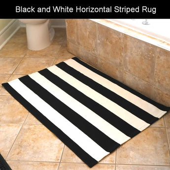 Striped Black and White Rug - 28X44 Inches Black and White Door Mat, Black and White Striped Rug for Layering Welcome Mats for Front Door, Farmhouse Door Mat, Black and White Outdoor Rug