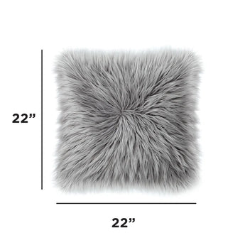 Sheepskin Faux Fur Decorative Throw Pillows - 22" X 22"