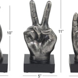 The Novogratz Polystone Hands Decorative Sculpture Home Decor Statues, Set of 3 Accent Figurines 5"W, 11"H, Dark Gray