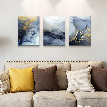 Golden Abstract Wall Decor, 3 Panels 