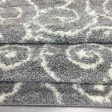 Cozy Contemporary Scroll L.Grey-White 5'3" X 7'3" Indoor Shag Area Rug