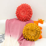 Decorative Round Suede Flower Throw Pillows - 14 Inch, Orange Red