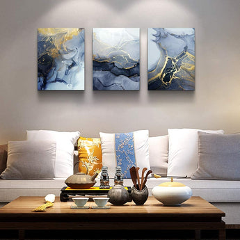 Golden Abstract Wall Decor, 3 Panels 