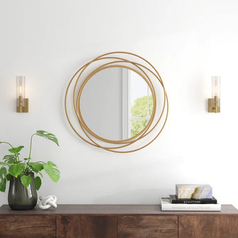 Metal Room Wall Mirror with Overlapping Circles