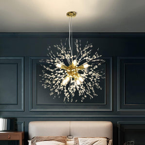 Radiant Dandelion Gold Crystal Chandelier