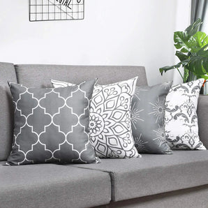 Set of 4 Modern Pillow Covers 18"X 18",Grey White