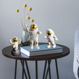 6Pcs Astronaut Gold Statue Ornament Astronaut Decor for Room Office Home Music Table Gift (Gold)