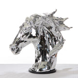 Modern Silver Horse Head Sculpture-0