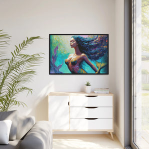 Mermaid Canvas Wall Art with Frame - by Queennoble