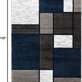 Contemporary Modern Boxes Area Rug 10' X 14' Navy