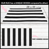 Striped Black and White Rug - 28X44 Inches Black and White Door Mat, Black and White Striped Rug for Layering Welcome Mats for Front Door, Farmhouse Door Mat, Black and White Outdoor Rug