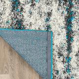 Contemporary Abstract Design Plush Shag Area Rug 7'10" X 10' Turquoise