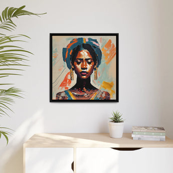 Woman with Turban Portrait Canvas Wall Art with Frame