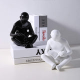 Ceramic Reading Bookend 1 Pair, Decorative Figurine Accent Piece for Home,Office,Table and Desk Decor (White and Black)