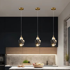 Elara Brass & Crystal Pendant Light