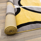 Contemporary Abstract Circles Easy Maintenance for Home Office,Living Room,Bedroom,Kitchen Soft Area Rug 10' X 14' Yellow