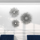 Metal Silver Sunburst Wall Decor with Mirror Accent (Set of 3)