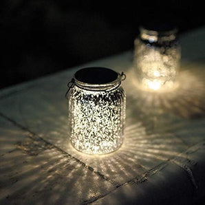 Solar Mercury Glass Jars 2 Pack Outdoor Table Lamps (Silver)