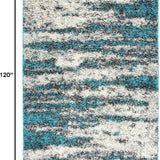 Contemporary Abstract Design Plush Shag Area Rug 7'10" X 10' Turquoise