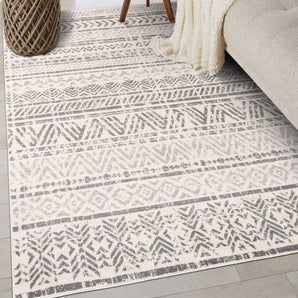 Geometric Boho Perfect for High Traffic Areas of Your Living Room,Bedroom,Home Office,Kitchen Area Rug 3'3" X 5' Gray