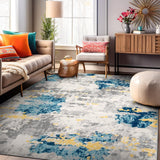 Sky Collection Transitional Abstract Area Rug 5' X 7' Cream