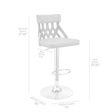 Adjustable Cream Faux Leather and Walnut Lattice Bar Stool-0