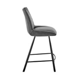 30" Charcoal And Black Iron Bar Height Bar Chair-2