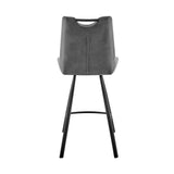 30" Charcoal And Black Iron Bar Height Bar Chair-4