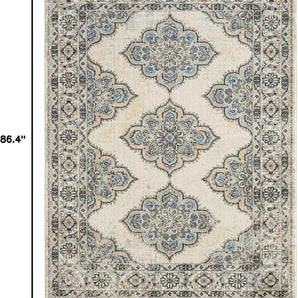 Paula Arnell Medallion Floral Area Rug, Beige/Grey, 5'2"X7'2" Rectangle