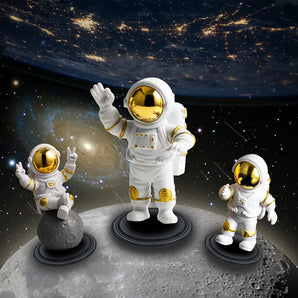 6Pcs Astronaut Gold Statue Ornament Astronaut Decor for Room Office Home Music Table Gift (Gold)