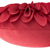 Decorative Round Suede Flower Throw Pillows - 14 Inch, Orange Red