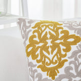 1 Pc Mustard Yellow 18X18 Inch Embroidered Cotton Floral Accent Throw Pillowcases 