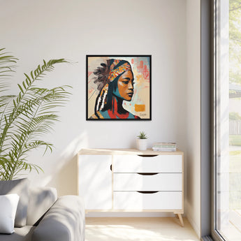 Native Indian Lady Portrait Canvas Wall Art with Frame