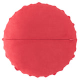 Decorative Round Suede Flower Throw Pillows - 14 Inch, Orange Red