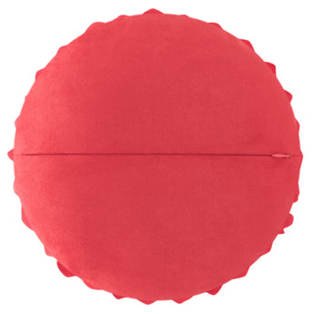 Decorative Round Suede Flower Throw Pillows - 14 Inch, Orange Red