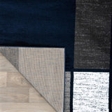 Contemporary Modern Boxes Area Rug 6' 6" Navy (6' 6" Diameter)