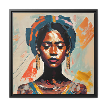 Woman with Turban Portrait Canvas Wall Art with Frame