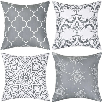 Set of 4 Modern Pillow Covers 18"X 18",Grey White