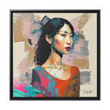 Asian Lady Beautiful Portrait Canvas Wall Art with Frame