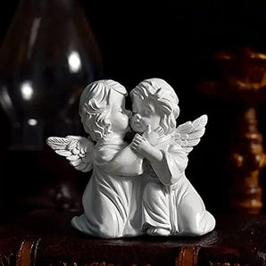 Cherubs Angels Resin Garden Statue Figurine , Adorable Angel Sculpture Memorial Statue, Indoor Outdoor Home Garden Decoration (Kiss Cherub-Right)