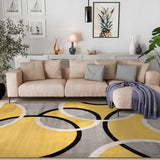 Contemporary Abstract Circles Easy Maintenance for Home Office,Living Room,Bedroom,Kitchen Soft Area Rug 10' X 14' Yellow