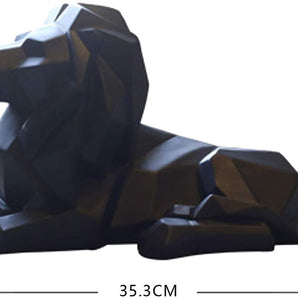 Abstract Lion Statues Hand Craved Animal Resin Sculpture Modern Home Decoration Black