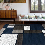 Contemporary Modern Boxes Area Rug 10' X 14' Navy