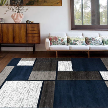 Contemporary Modern Boxes Area Rug 10' X 14' Navy