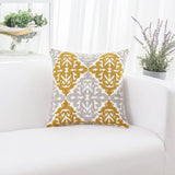 1 Pc Mustard Yellow 18X18 Inch Embroidered Cotton Floral Accent Throw Pillowcases 