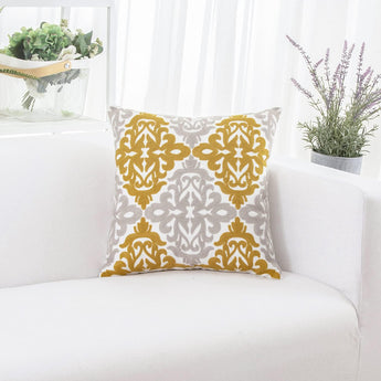 1 Pc Mustard Yellow 18X18 Inch Embroidered Cotton Floral Accent Throw Pillowcases 