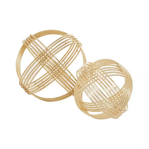 Gold Metal Geometric Sculpture (Set of 2)